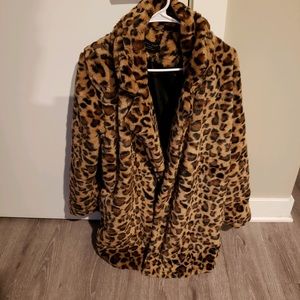 Faux Leopard Coat